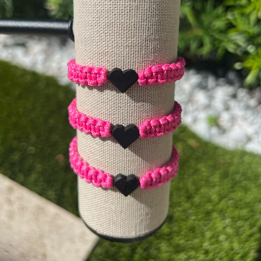 Black heart pink bracelet