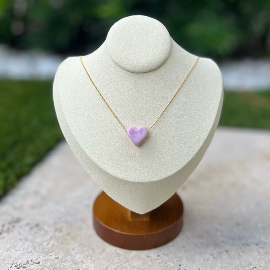 Pink heart gold neacklace