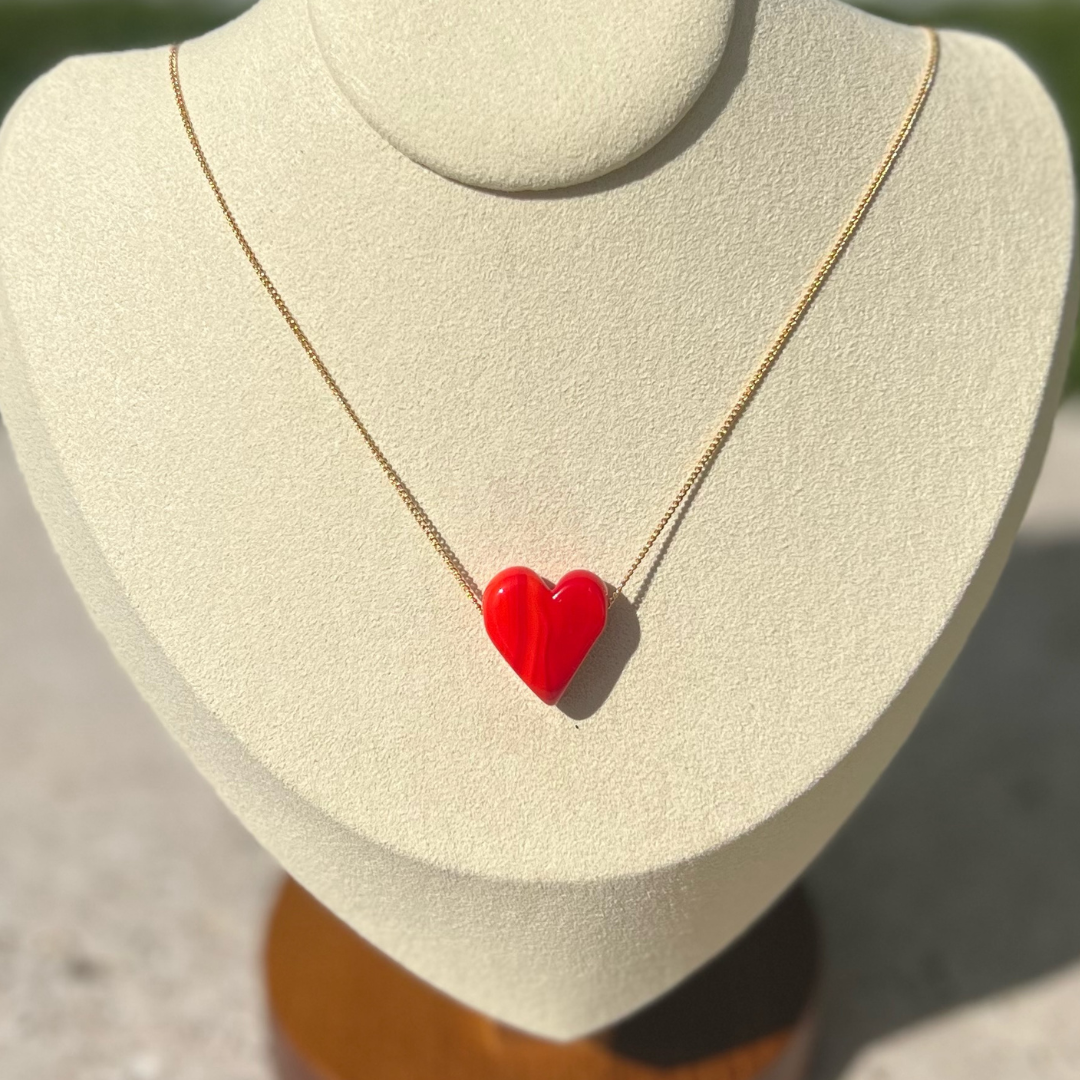 Ahkah red on sale heart necklace