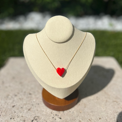 Red heart gold necklace